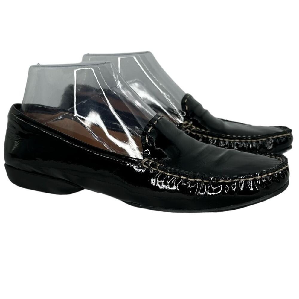 Talbots Patent Leather Driving Loafers Womens 6.5 Narrow Black Flaw